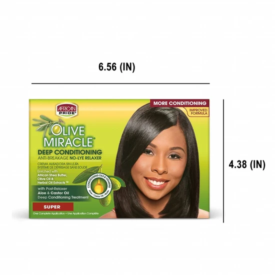 African Pride Olive Miracle Anti Breakage Deep Conditioning No Lye Relaxer Super 1 Application Kit