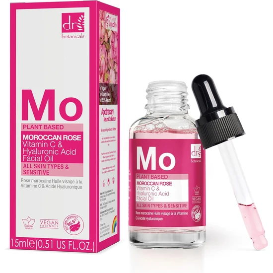 Dr Botanicals Moroccan Rose Vitamin C & Hyaluronic Acid Facial Oil 15ml