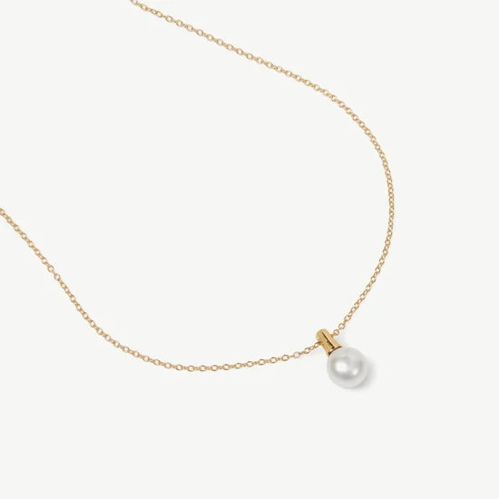Kyoto Pearl Kyomi 8mm Pearl Pendant Necklace 18ct Gold Plated White