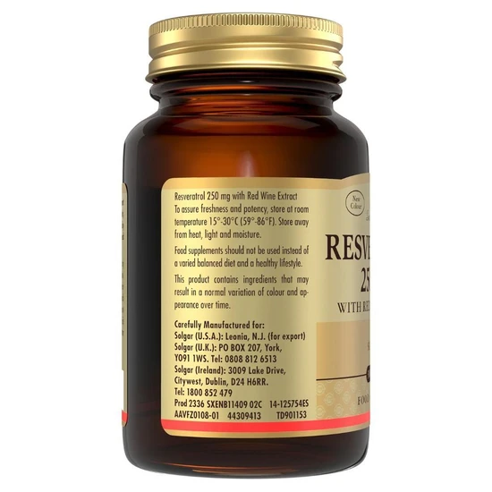Solgar Resveratrol 250mg Softgels 30 Softgels