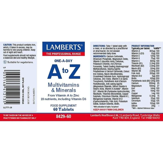 Lamberts A-Z Multivitamins 60 Tablets