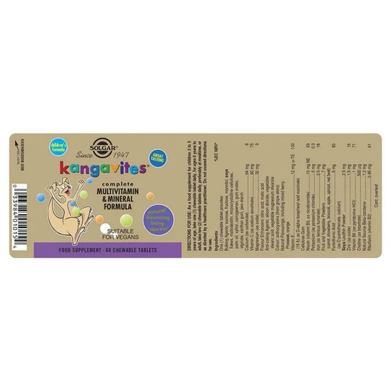 Solgar Kangavites Tropical Punch Chewable Tablets 60 Tablets