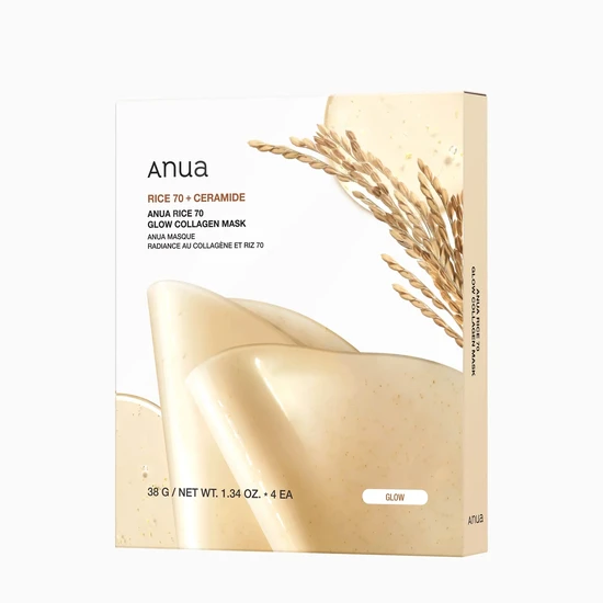 ANUA Rice 70 + Ceramide Glow Collagen Mask 4x38g