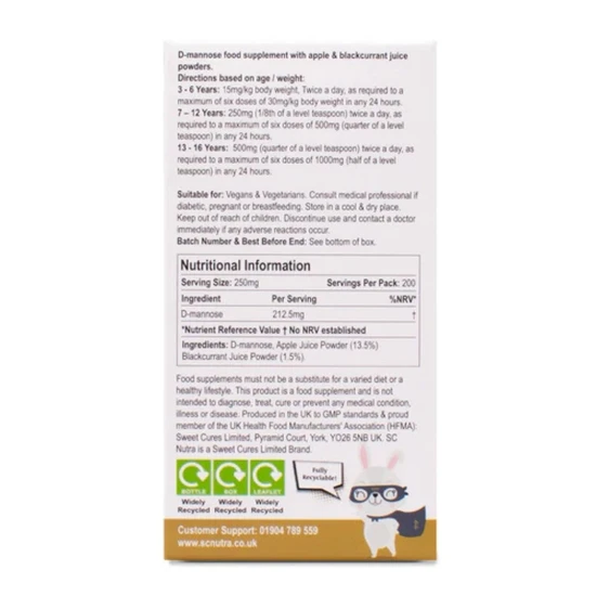 SC Nutra Waterfall D-Mannose Children Apple & Blackcurrant Powder 50g