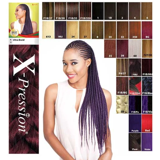 X Pression Synthetic Ultra Braid X-PRESSION Ultra Hair Braid Extension 1B/BG