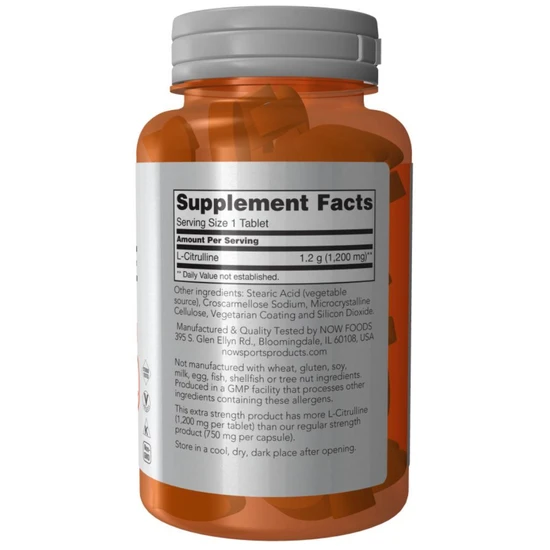 NOW Foods L-Citrulline 1200mg Extra Strength 120 Tablets