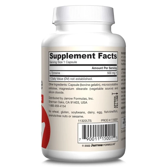 Jarrow Formulas L-Tyrosine 500mg Capsules 100 Capsules