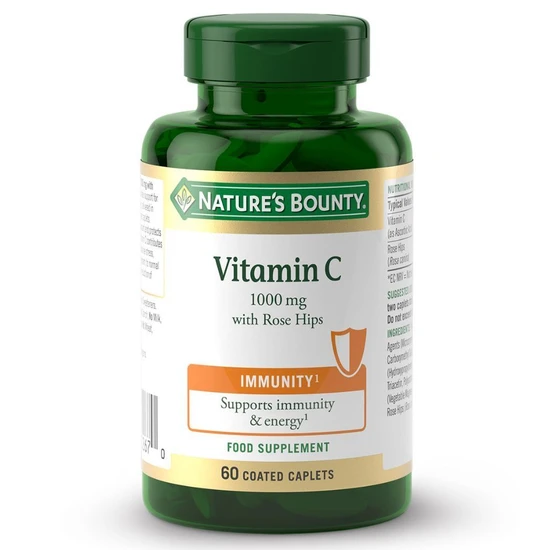 Nature's Bounty Vitamin C 1000mg With Rose Hips Caplets 60 Caplets