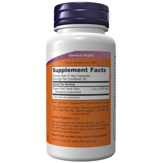 NOW Foods Red Yeast Rice 600mg 120 Capsules