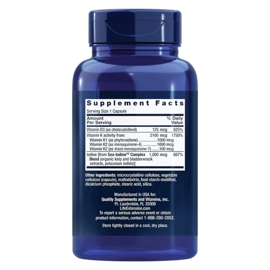 Life Extension Vitamins D & K With Sea-Iodine Capsules 60 Capsules