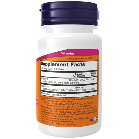 NOW Foods Mega D-3 & MK- Capsules 7 Capsules