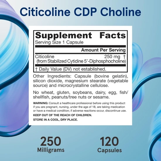 Jarrow Formulas Citicoline CDP Choline 250mg Capsules 120 Capsules