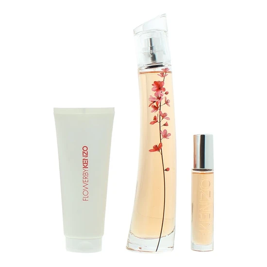 Flower By Kenzo Ikebana Sakura Eau De Parfum 75ml, 10ml + Body Milk 75ml Gift Set 75ml