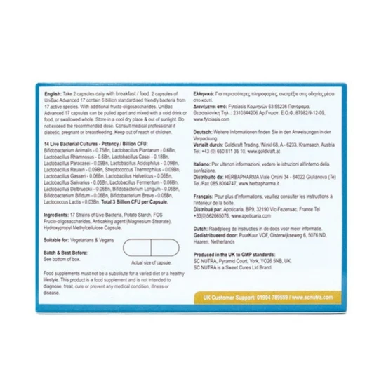 SC Nutra UniBac Advanced 17 Probiotic Blend 50 Capsules