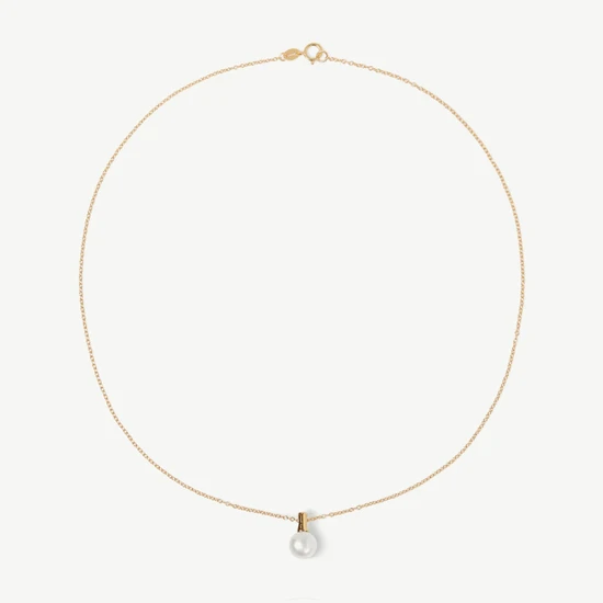 Kyoto Pearl Kyomi 8mm Pearl Pendant Necklace 18ct Gold Plated White
