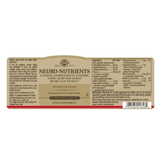 Solgar Neuro Nutrients Vegicaps 60 Vegicaps