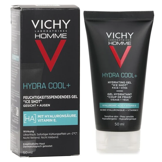 Vichy Homme Hydra Cool+ Hydrating Gel "ice Shot" With Hyaluronic Acid 50ml