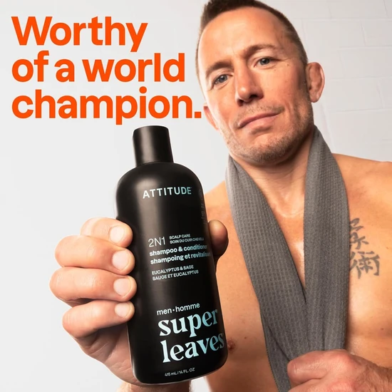 Attitude Super Leaves Men 2-In-1 Shampoo & Conditioner Scalp Care Eucalyptus & Sage 415ml