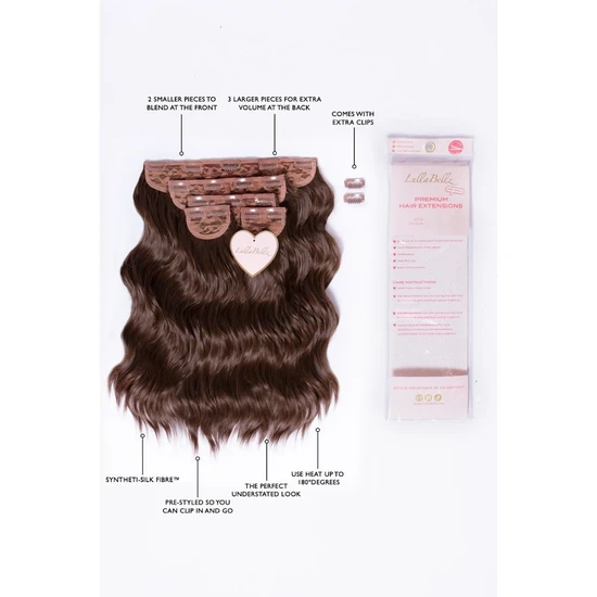 LullaBellz Super Thick 16'' 5 Piece Brushed Out Wave Clip In Hair Extensions Champagne Blonde