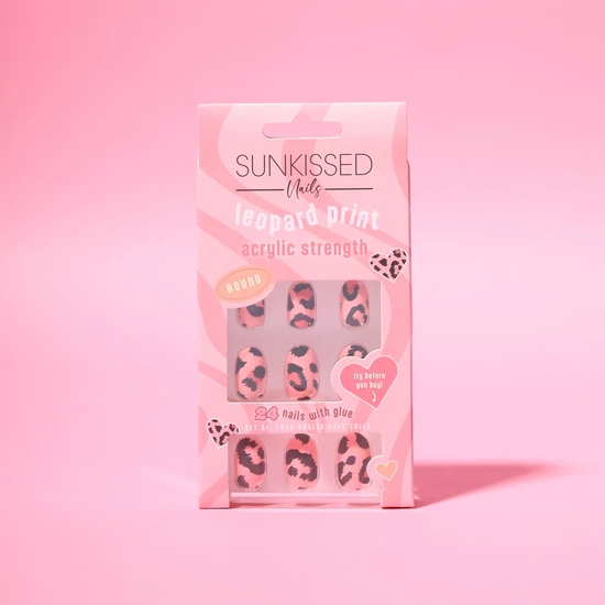 Sunkissed Nail Studio Leopard Print Round 24 Nails, 2g Nail Glue