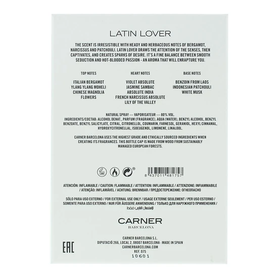 Carner Barcelona Latin Lover Eau De Parfum 100ml