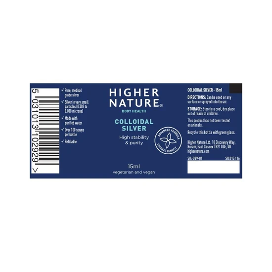 Higher Nature Colloidal Silver Solution 15ml