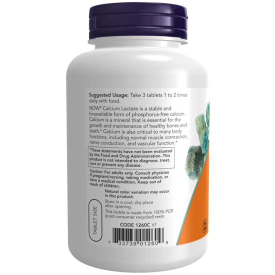 NOW Foods Calcium Lactate Tablets 250 Tablets