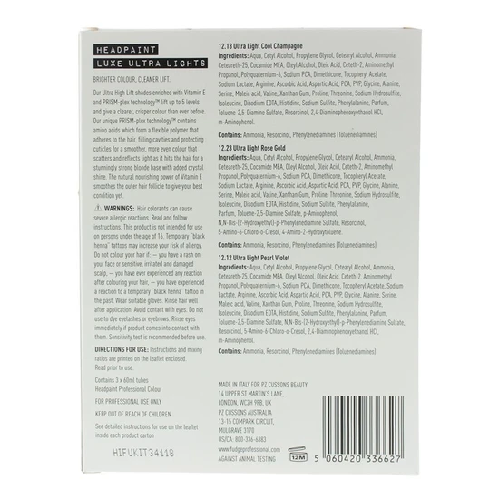 Fudge Professional Headpaint High Lift Trio Kit 60ml 12.13 Ultra Light Cool Champagne + 60ml 12.23 Ultra Light Rose Gold