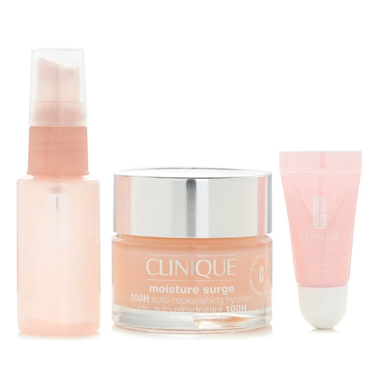 Clinique Moisture Surge Gift Set 50ml Moisture Surge 100H, 30ml Moisture Surge Face Spray, 7ml Moisture Surge Lip Treatment & Bag