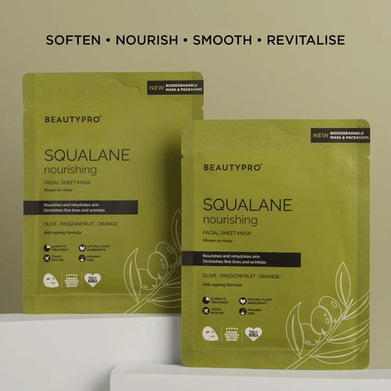 BeautyPro SQUALANE Nourishing Facial Sheet Mask Pack of 4
