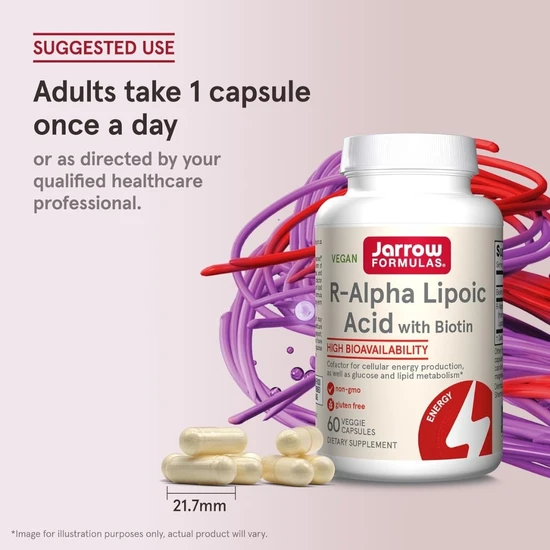 Jarrow Formulas R-Alpha Lipoic Acid + Biotin 60 Capsules