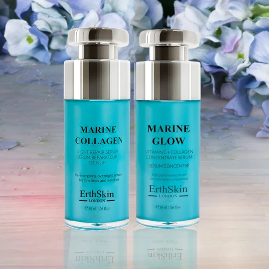 Erth Skin London Marine Collagen Night Repair Serum + Marine Glow Vitamin C + Collagen Concentrate Serum 30ml + 30ml