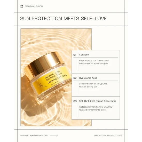 Erth Skin London SPF 50 Collagen Day Cream 50ml