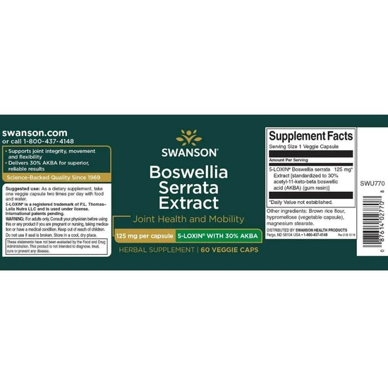Swanson Boswellia Serrata Extract 125mg 60 Capsules