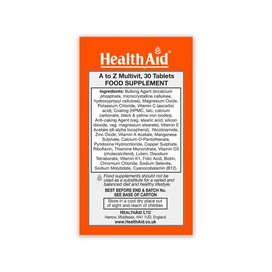 Health Aid A-Z Multivit Without Iron Tablets 30 Tablets