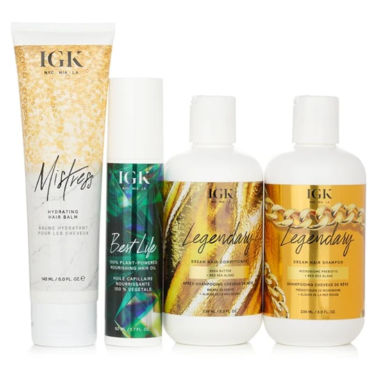 IGK Live Your Best Life Shampoo, Conditioner, Hair Balm, Hair Oil Set