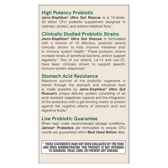 Jarrow Formulas Ultra JarroDophilus 50 Billion Vegicaps 60 Vegicaps