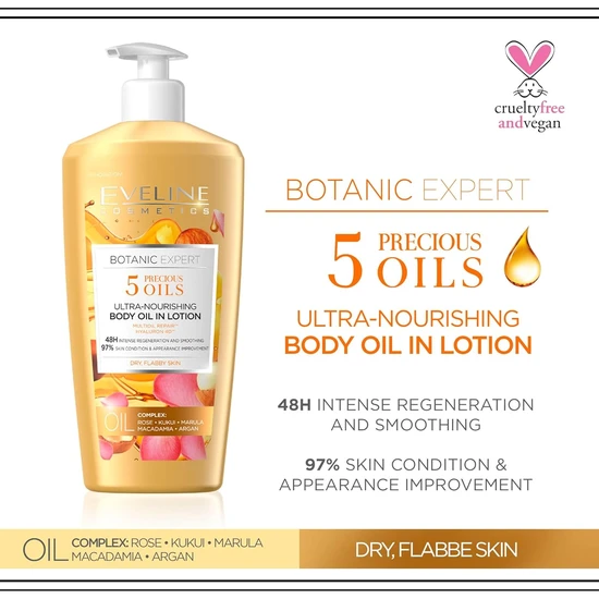 Eveline Botanic Expert 5 Precious Oils Ultra Nourishing Body Oil In Lotion 350ml