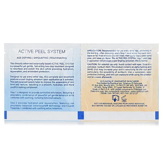 iS Clinical Active Peel System Step 1 & 2 Treatment Pads 15x2.9ml