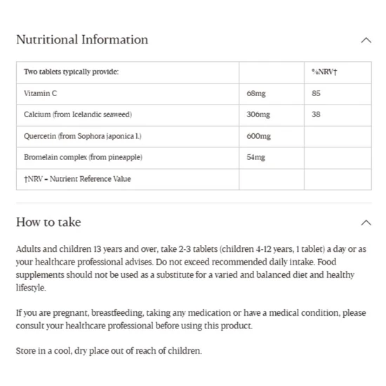Higher Nature Quercetin & Bromelain Tablets 60 Tablets