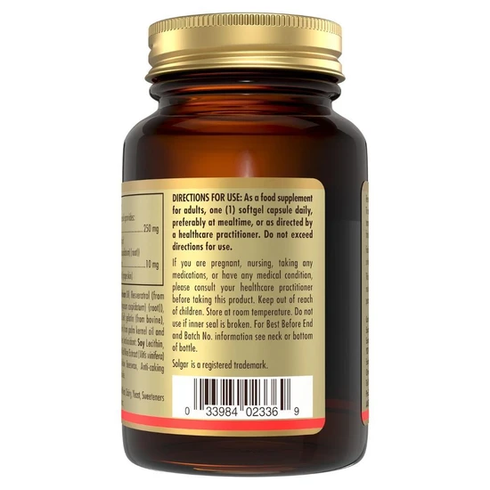 Solgar Resveratrol 250mg Softgels 30 Softgels