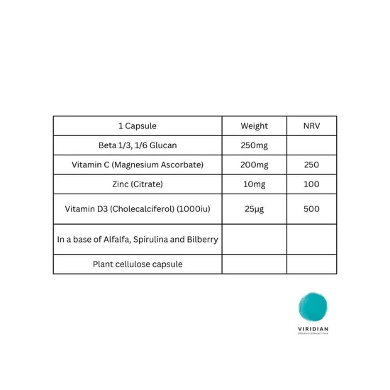 Viridian Beta Glucan Veg Capsules 30 Capsules