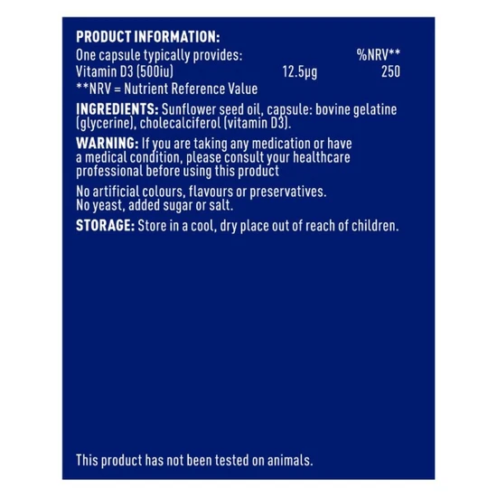 Higher Nature Vitamin D 500iu Softgels 120 Softgels