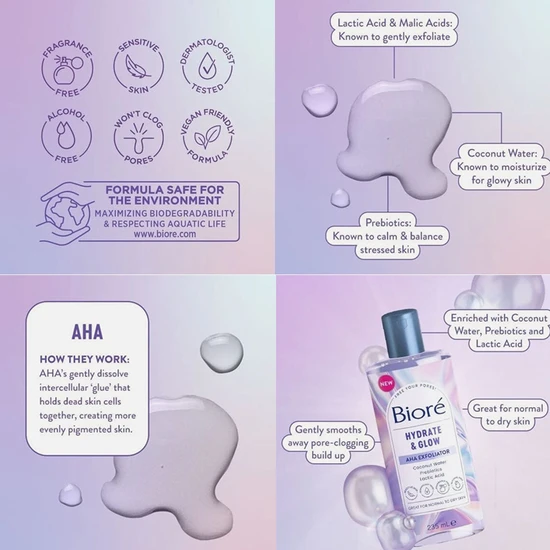 Bioré Hydrate & Glow AHA Exfoliator 235ml