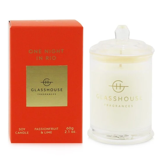 Glasshouse Fragrances Triple Scented Soy Candle One Night In Rio Passionfruit & Lime 60g