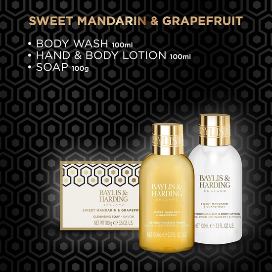 Baylis & Harding Mandarin & Grapefruit Mini Shower Set Shower Gel, Body Scrub & Body Lotion
