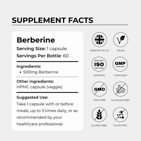 Charava UK Berberine 500mg 60 Days