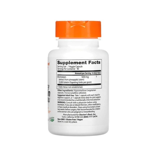 Doctor's Best High Potency Bromelain 3000 GDU, 500mg Vegicaps 90 Vegicaps