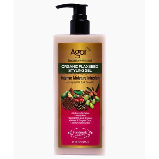 Agor Organic Flaxseed Styling Gel Intense Moisture With Castor & Jojoba Oil 300ml