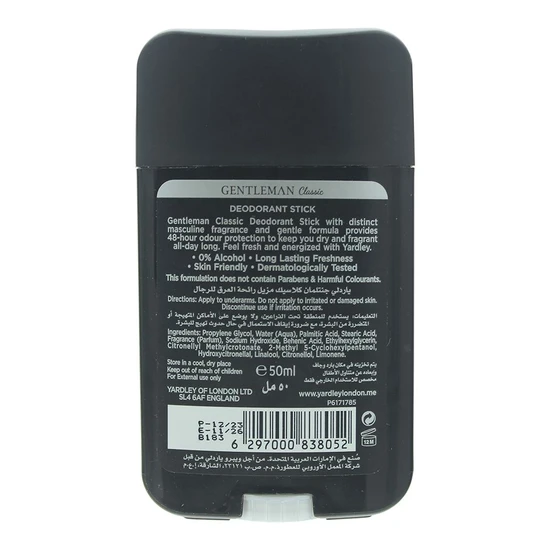 Yardley Gentleman Classic Deodorant Stick 50ml